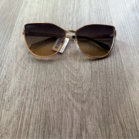 quay australia in pursuit brown gold oversized cat eye sunglasses eyewear NEW